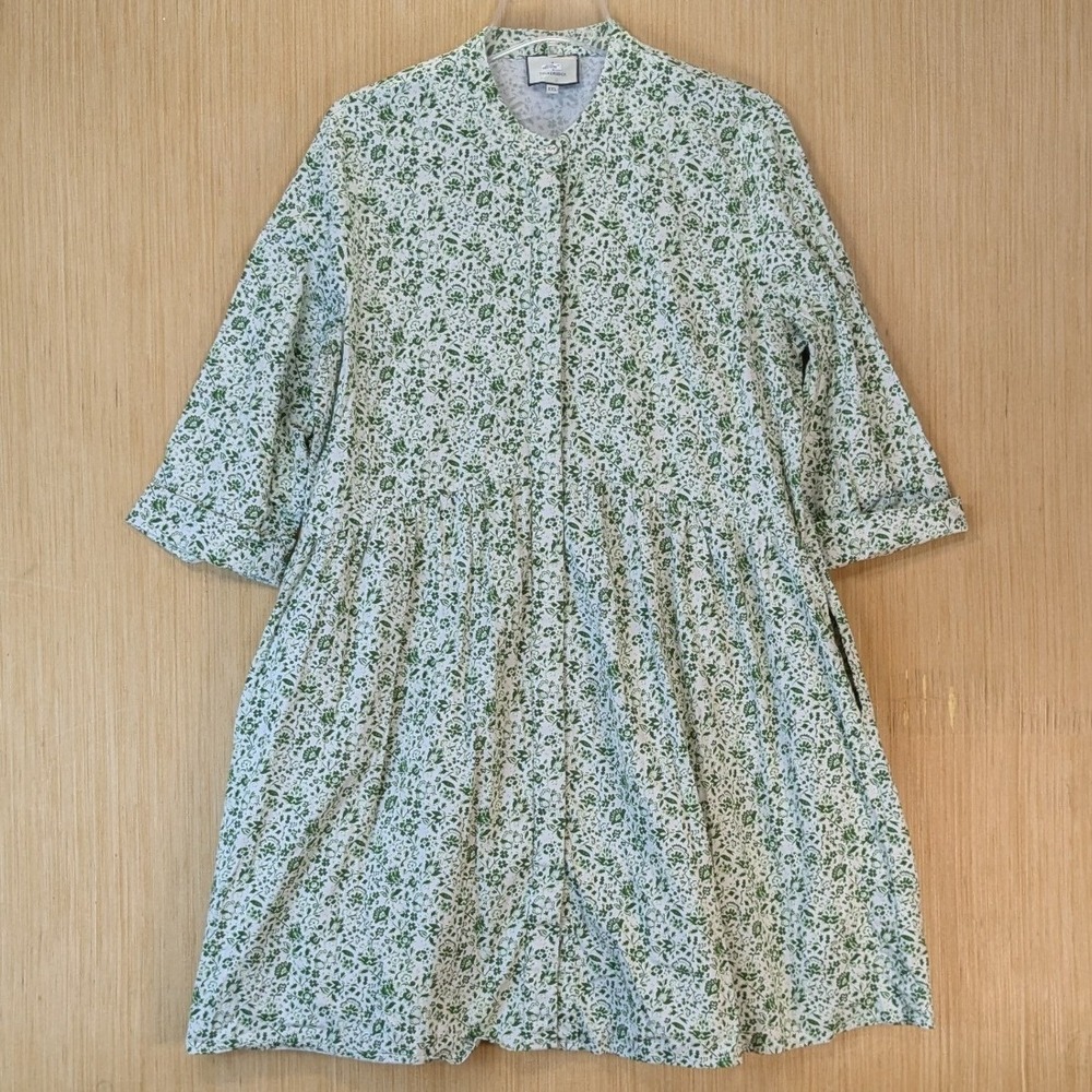 Tuckernuck Cottage Modest Ditsy Meadow Floral Mini Shirt Dress XXL Green Cotton